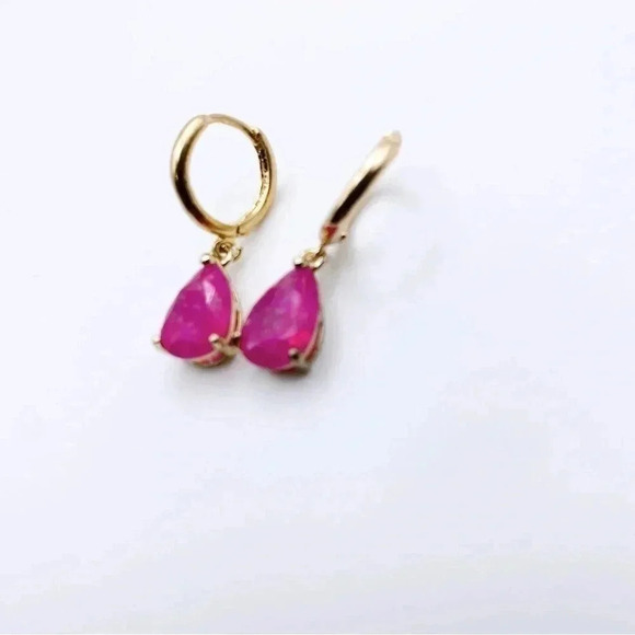 DROP Stone Hoops Earrings - Picture 2 of 3